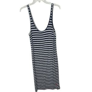 Psycho Bunny Navy and Gray Striped Midi Dress. Size Large.